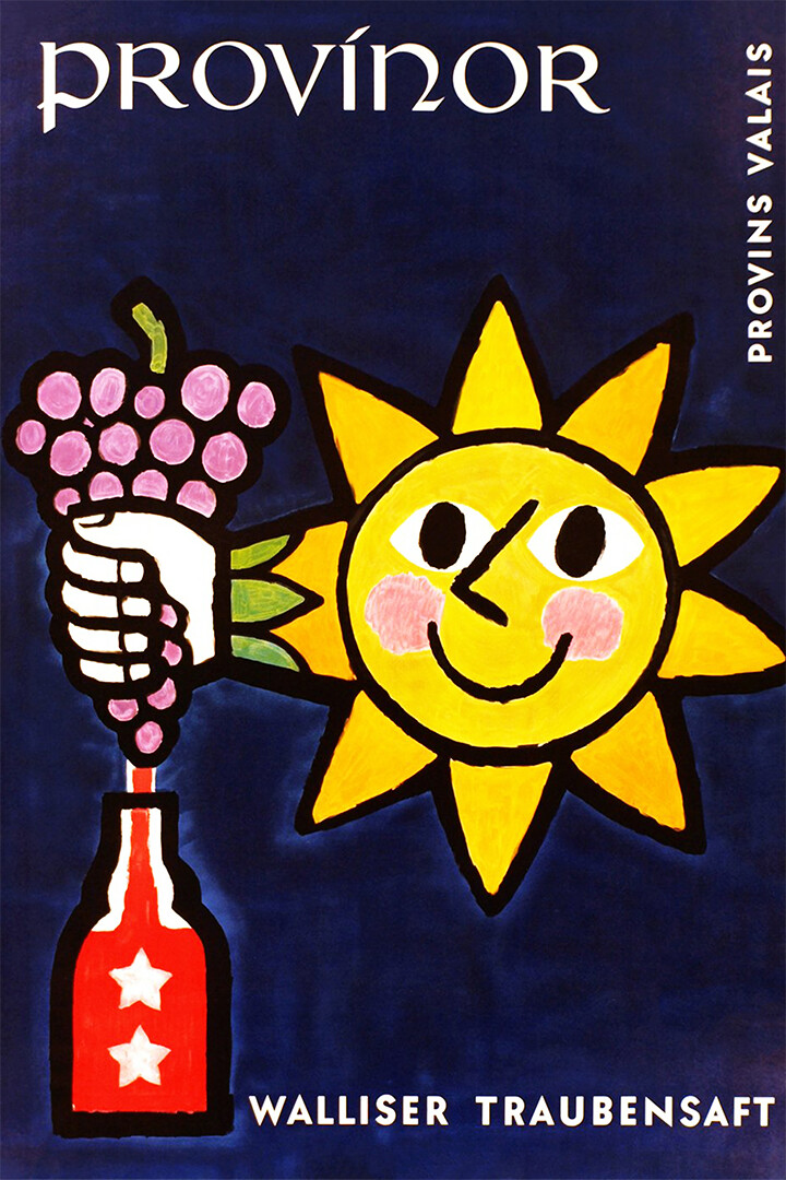 Provinor Wine Grape Juice Sun 1953 Leupin Vintage Wall Art H