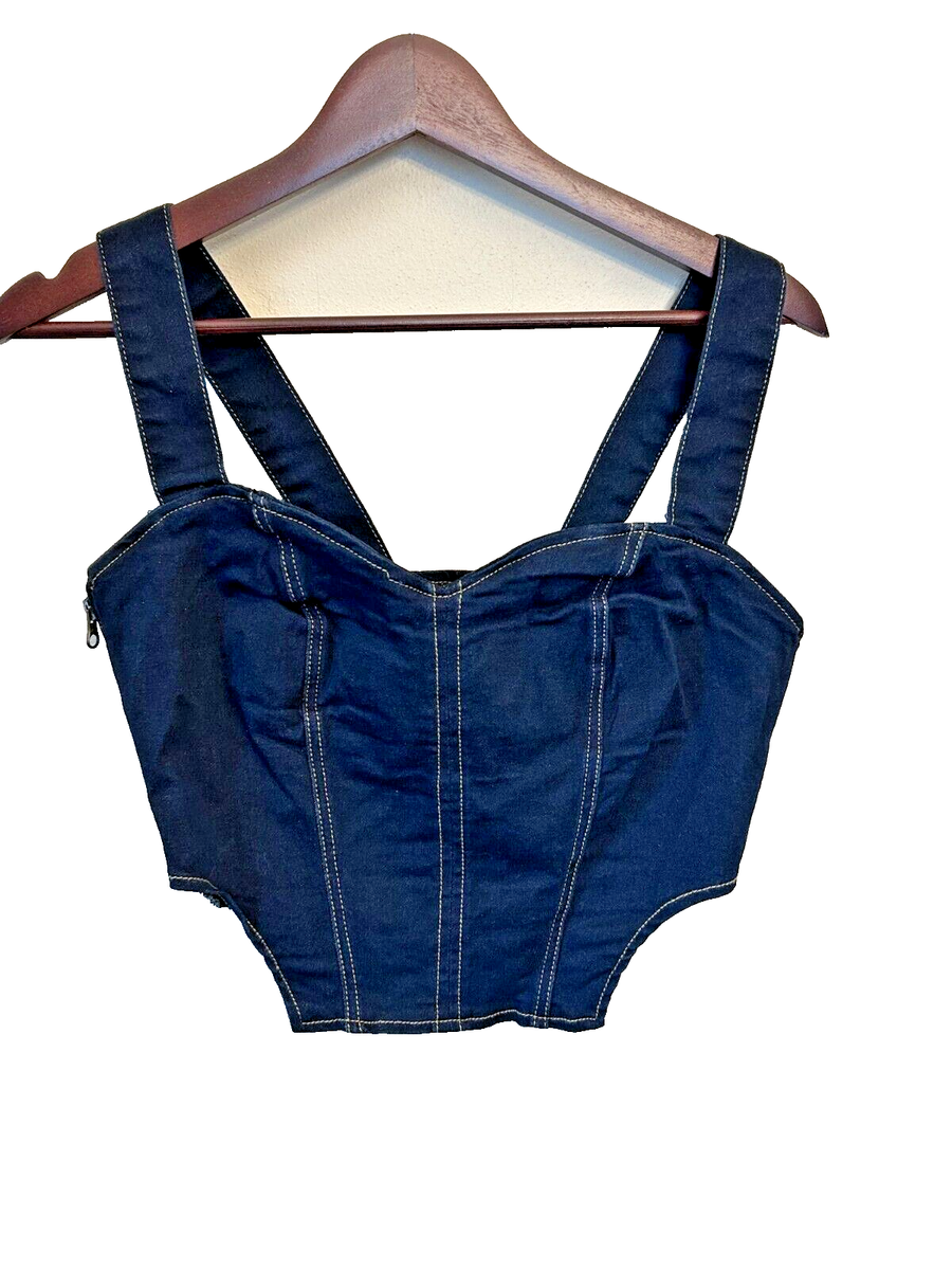 FOREVER 21 Women's Woven Top Bustie Dark Denim Size Medium