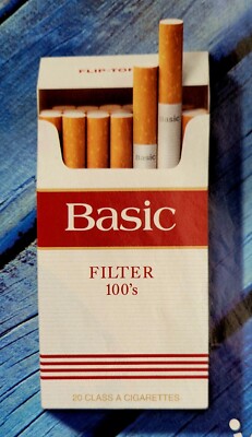 basic cigarettes types 1998 Basic Filter 100's Cigarettes New Box Clear Ashtray Print Ad 7.75