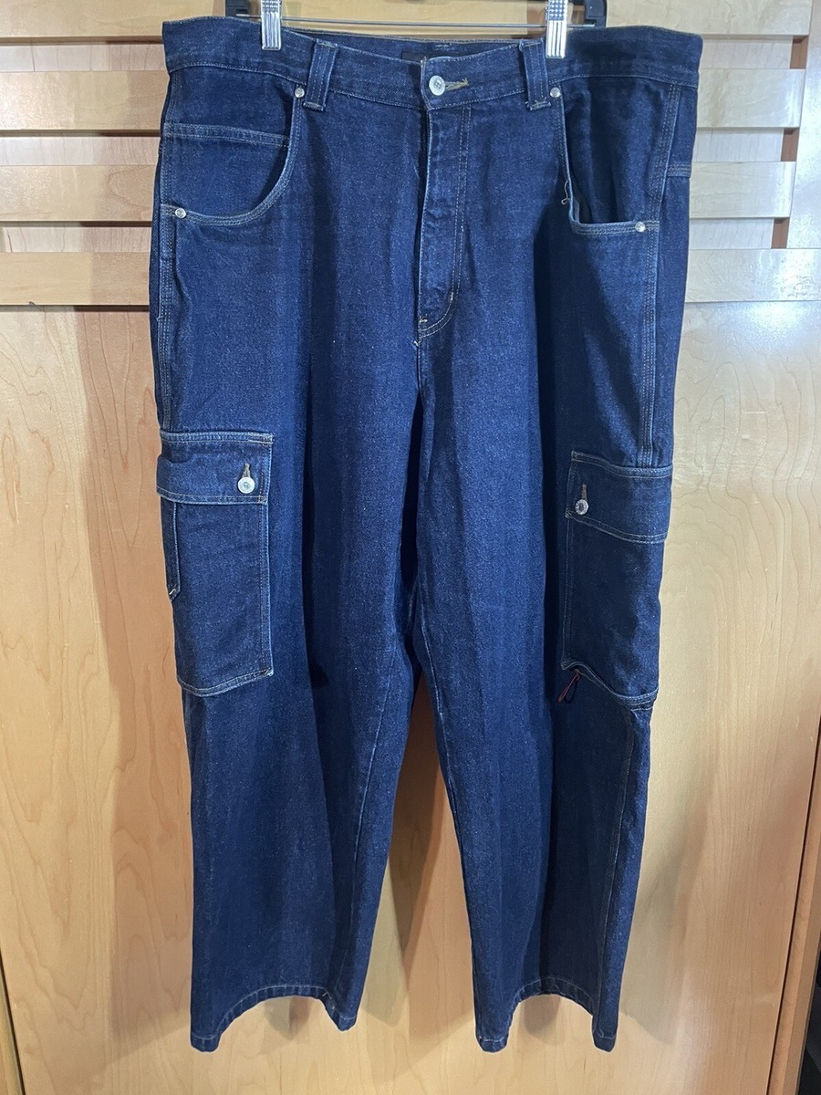 VTG Anchor Blue Baggy Cargo Jeans Men's Size 40X30 Blue Dark Wash