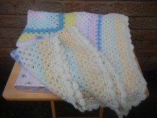 BEAUTIFUL HAND CROCHETED BLANKET , PASTELS , BABY , LAP COVER ,