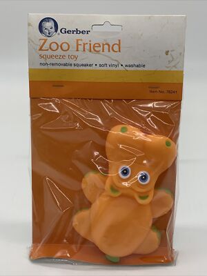 VINTAGE NOS Gerber Zoo Friend Squeeze Toys with Squeaker Hippo Baby Soft Vinyl