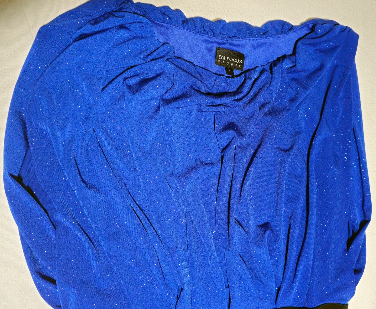 Enfocus Studio Blue and Black Dress, Size 8 | eBay