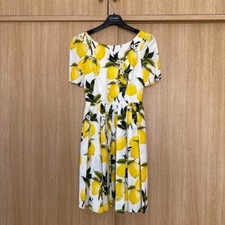 Dolce & Gabbana Dress Lemon Pattern Women's Size 36 Cotton Yellow