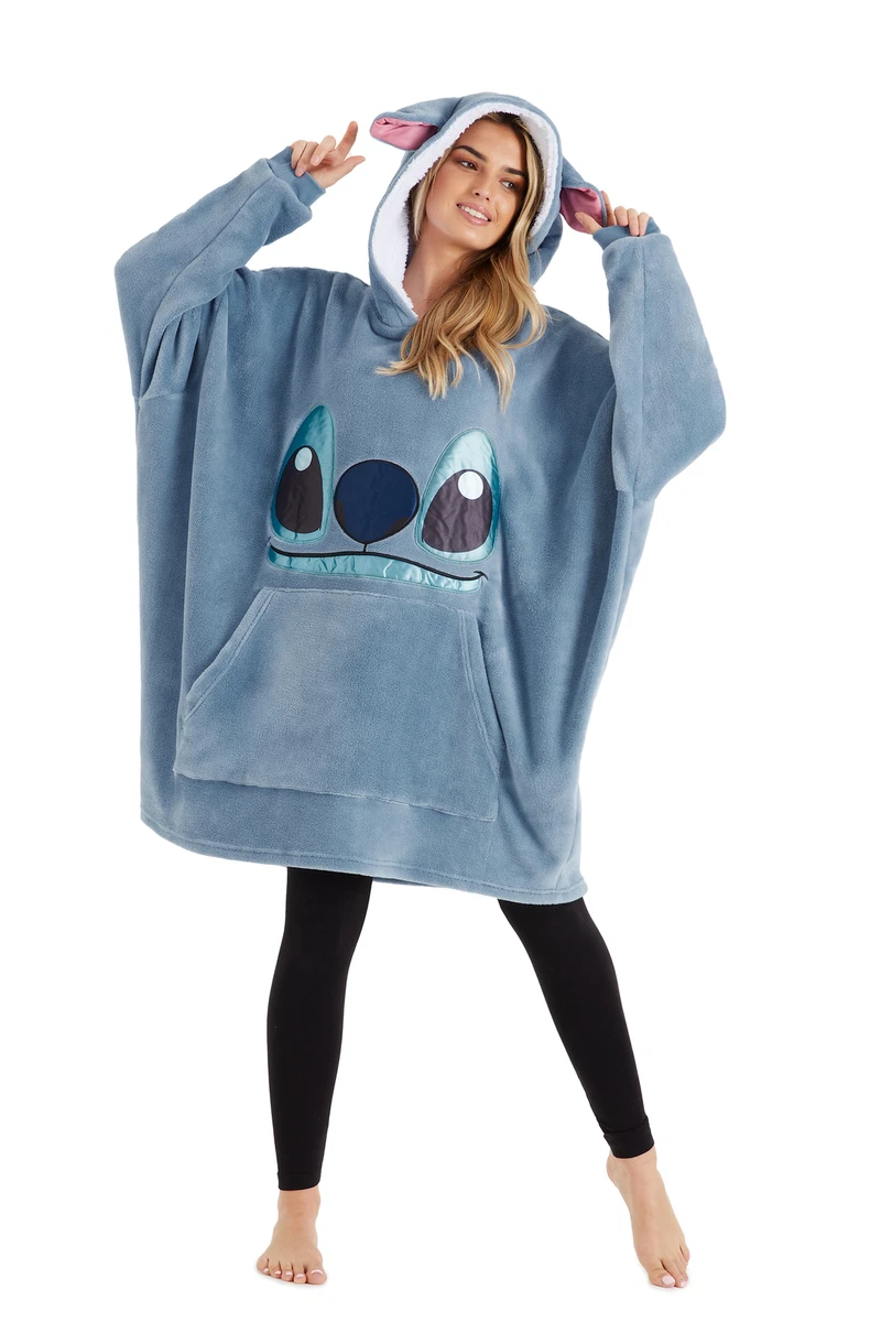 Disney Stitch Ohana Hoodie Blanket, Sherpa Fleece Oversized Hoodie