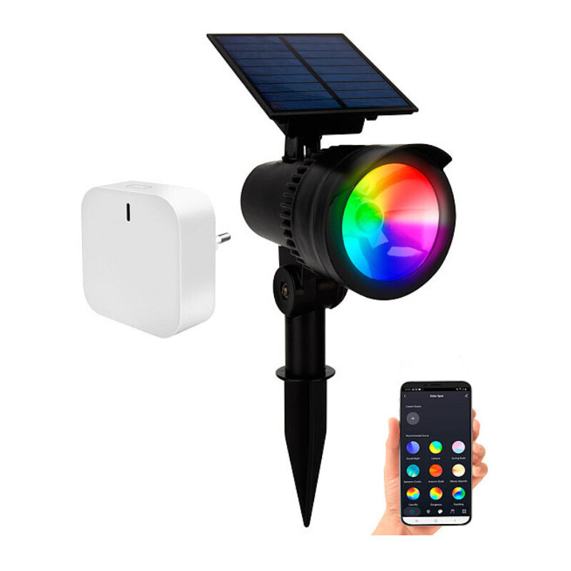Spot LED solaire connecté connecté extérieur Mesh Lunartec étanche IP65
