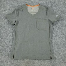 Dickies Scrub Top Shirt Women's Small Gray Stretch Short Sleeve Medical Uniform