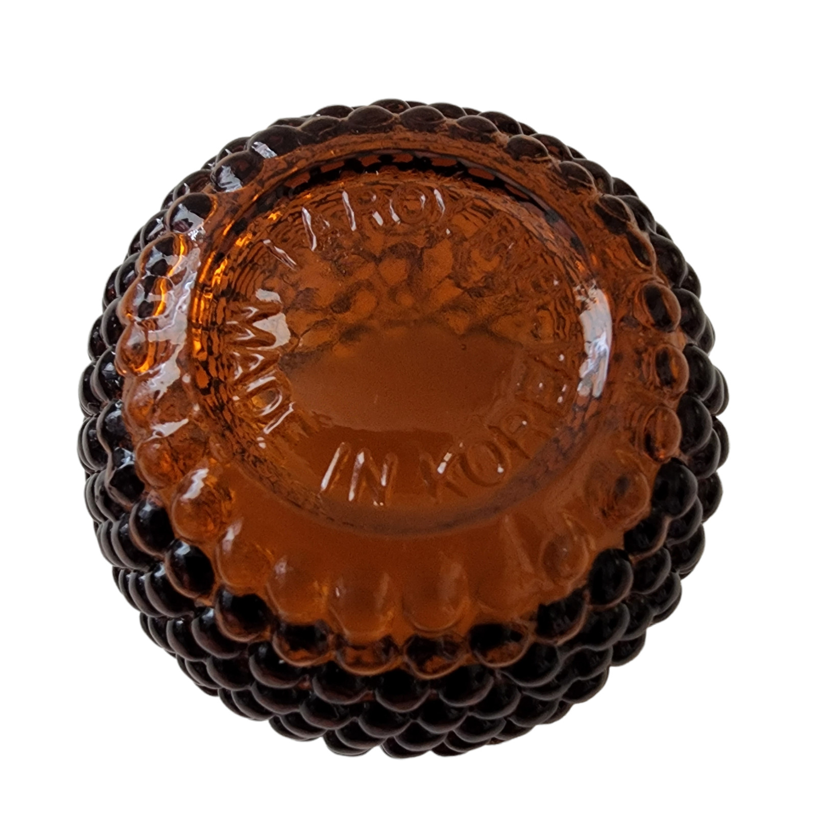Vintage Faroy Amber Glass Hobnail Candle Holder Votive Tea Light Toothpick Holde