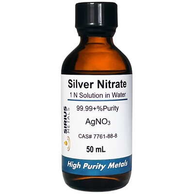 Silver Nitrate Solution (CAS# 7761-88-8) - 1 Normal as AgNO3 in water - 50 mL