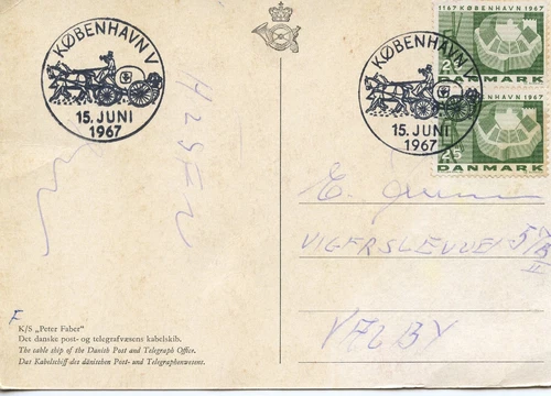 DENMARK  M/S PETER FABER 1967  FDC1846