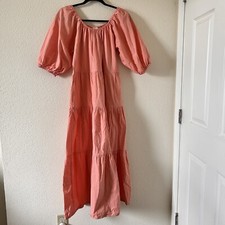 Universal Thread Puff Sleeve Off Shoulder Maxi Midi Tiered Dress Women Sz Small