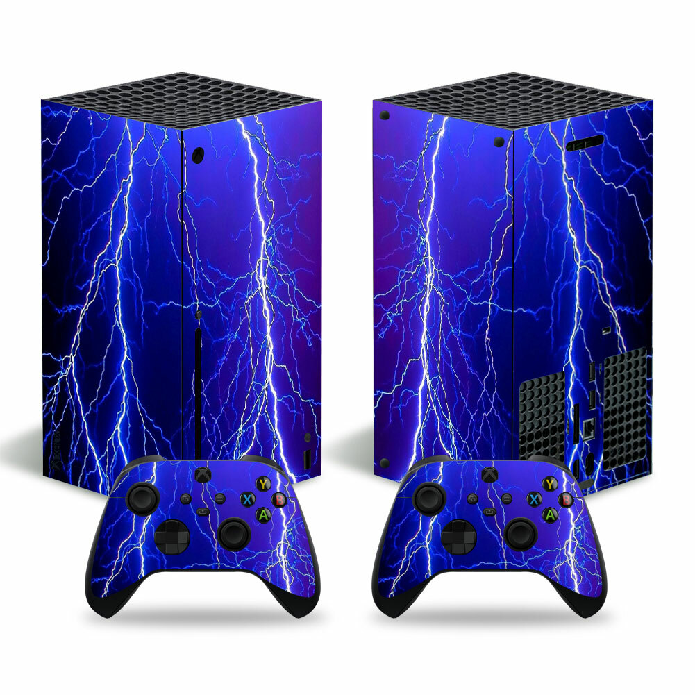 Blue Lightning - Xbox Series X Console Skin Sticker Decal +2 Controller Skins-image