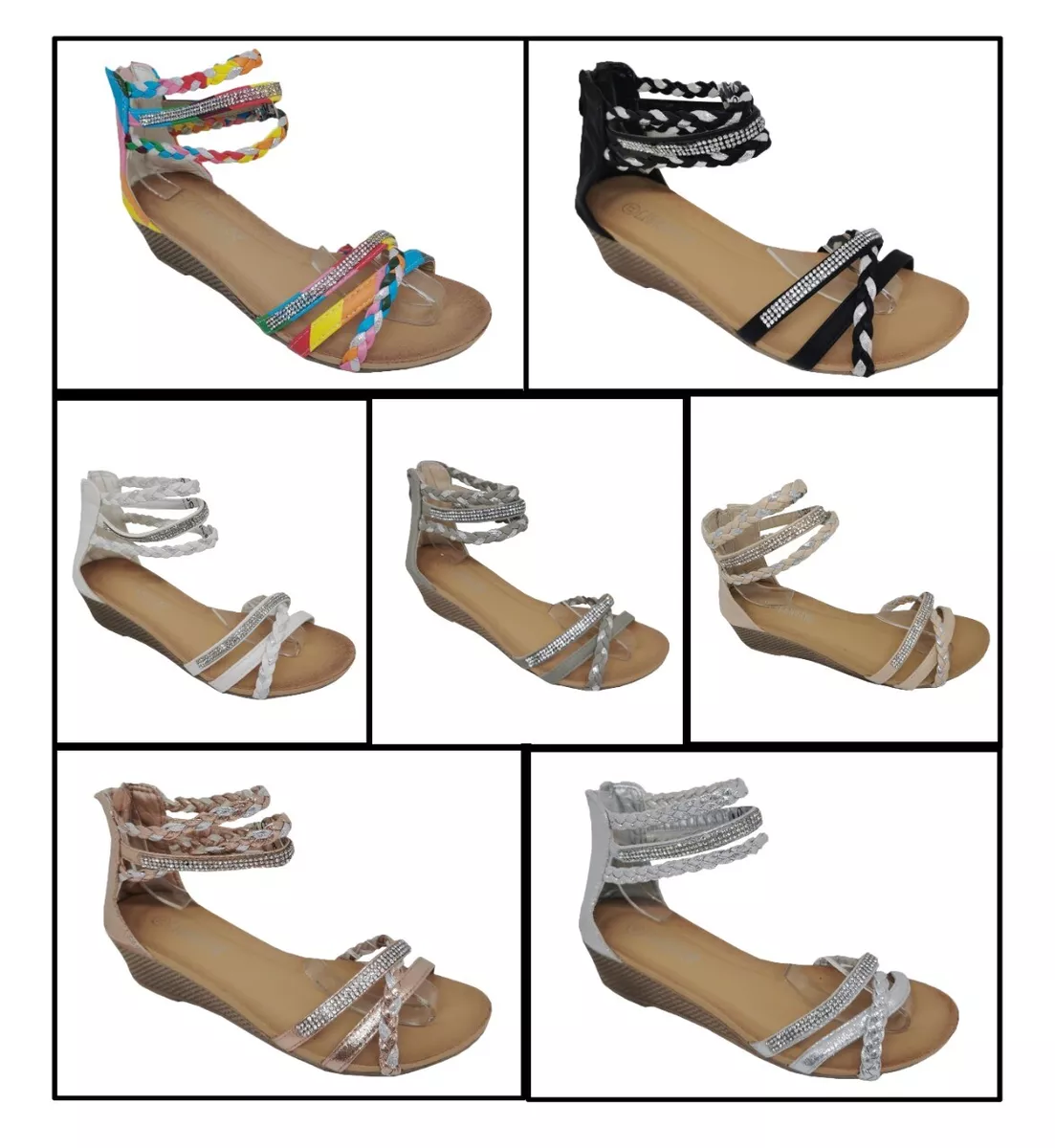 WOMENS LADIES WEDGE SANDALS HEELS STRAPPY SUMMER DRESS PARTY EVENING SHOES SIZE