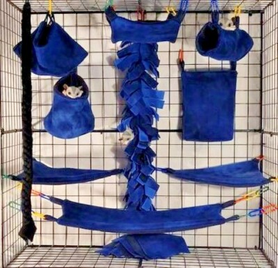 Navy Blender*Sugar Glider Cage set * Rat * double layer Fleece