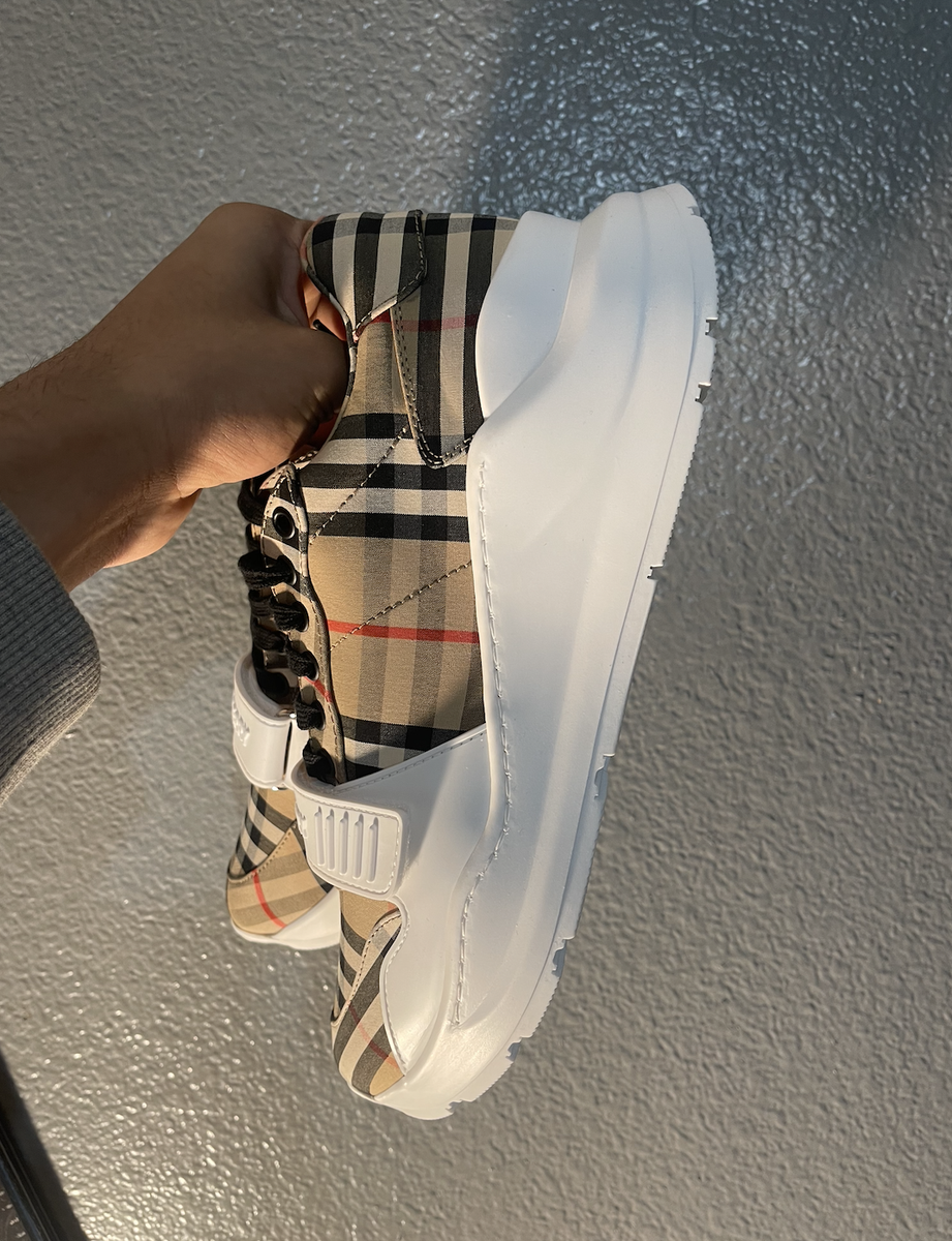 Burberry винтажный чек хлопковые кроссовки размер мужчин