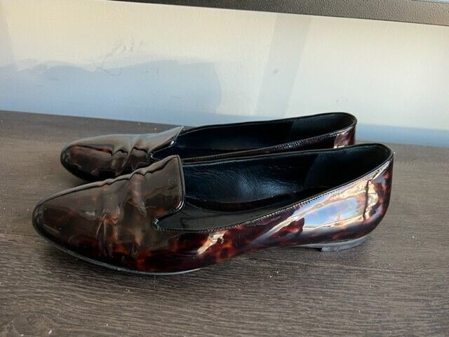 Alexander McQueen Tortoise Patent Leather Flat Lo… - image 1