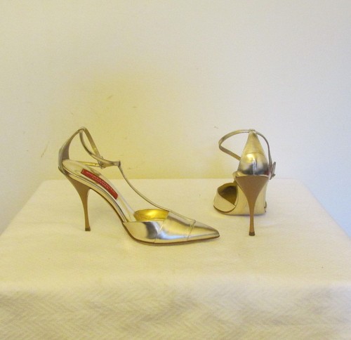 Andrea Pfister Couture Metallic Silber High Heel Schuhe Gr. EURO 37, NEU - Bild 6 von 11