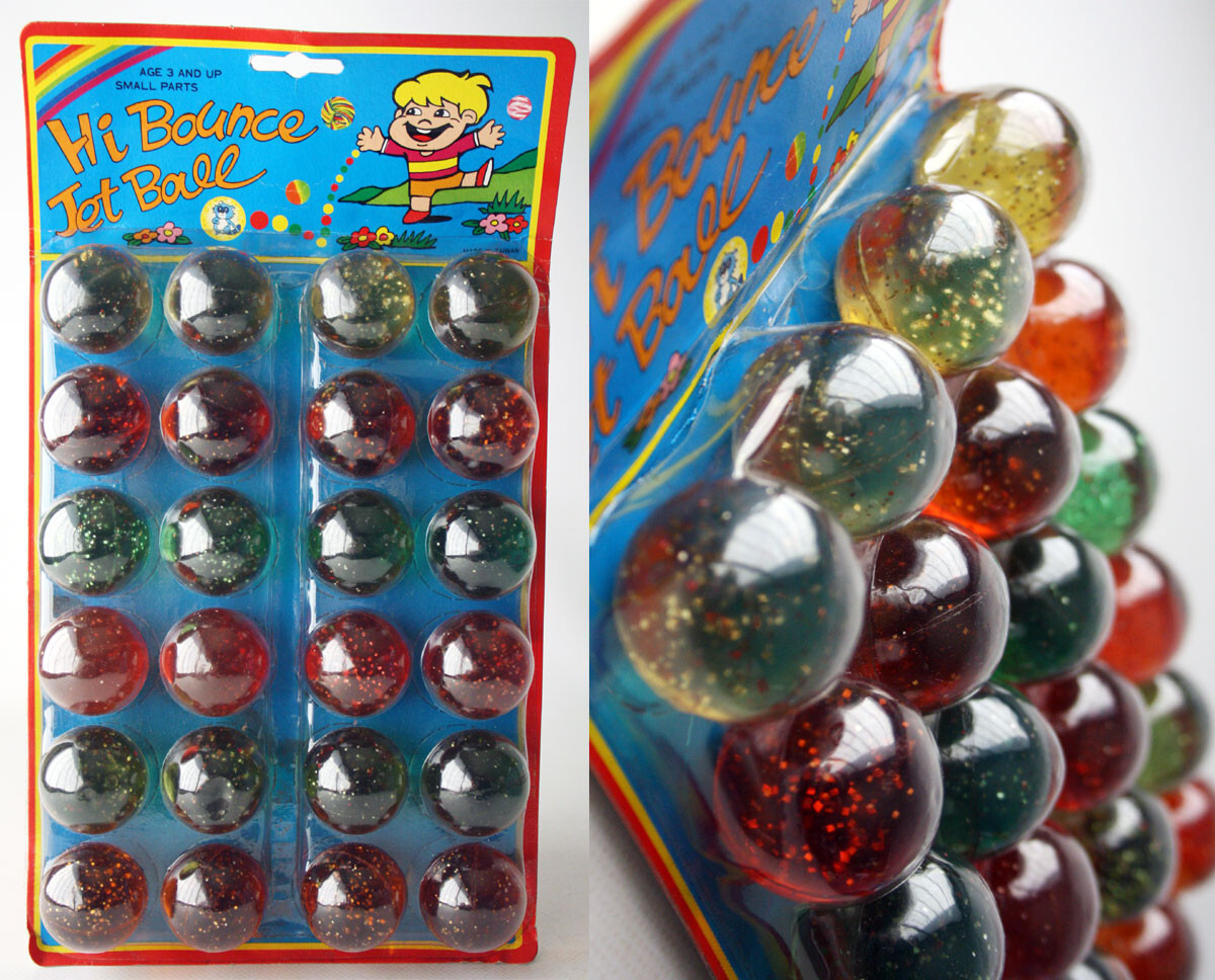 VINTAGE 80'S HI BOUNCE JET BALL SUPERBALL 24X FULL DISPLAY CARD