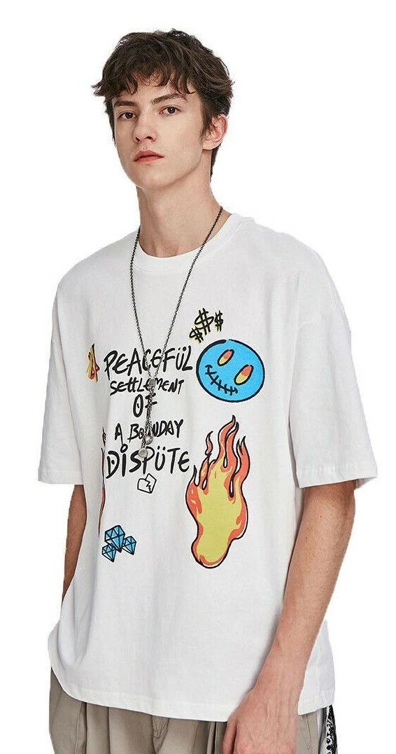 Summer Streetwear T-shirts Doodle Destruction Art Graphic Tee