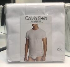 Calvin Klein 3 Crew Neck T-shirts S 100 Cotton White Classic Fit 