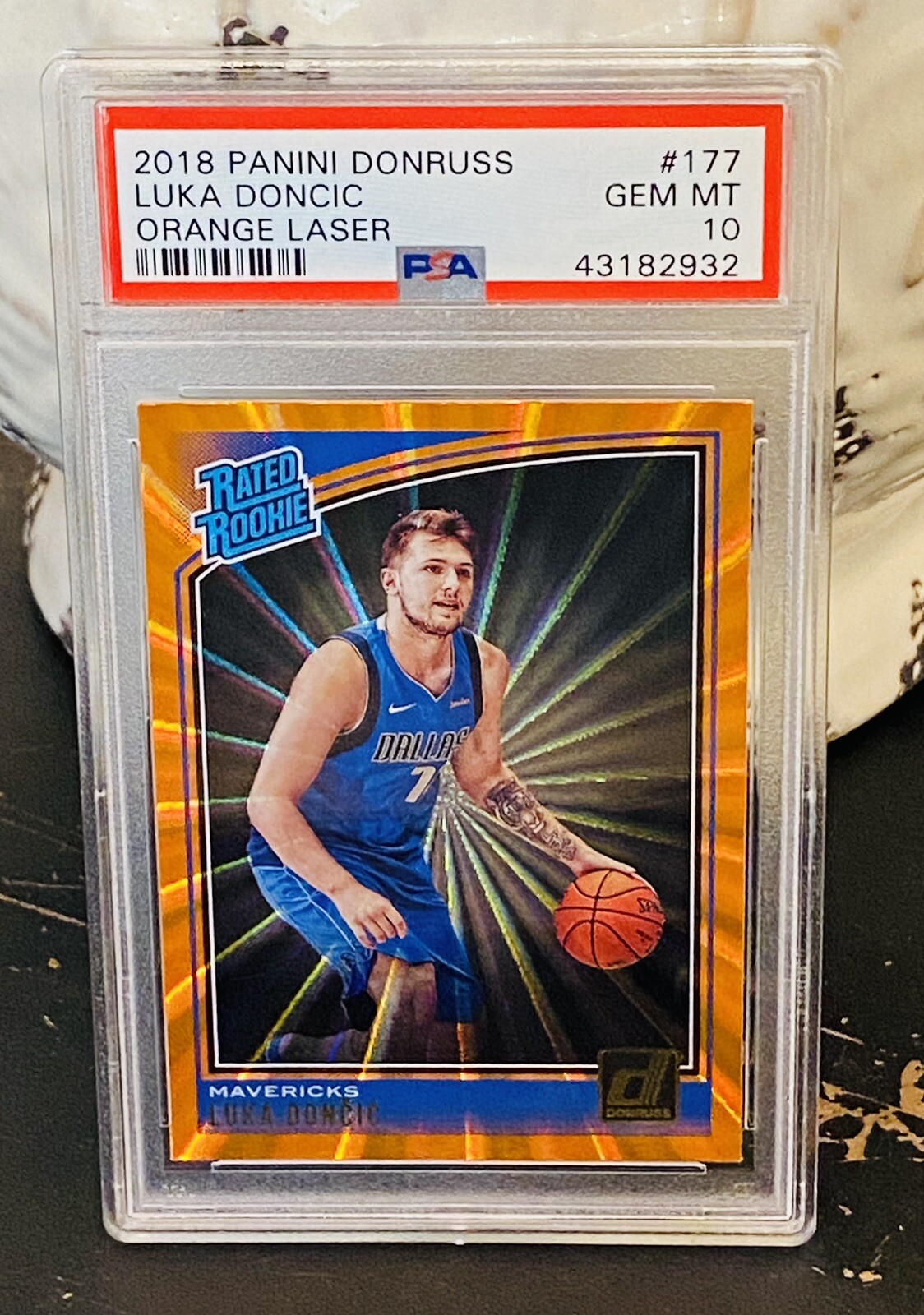Luka Doncic RC ORANGE LASER #177 PSA 2018 Panini Donruss Rookie