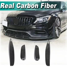 Fit for Benz W205 C205 C63 15-21 REAL Carbon Front Bumper Splitter Canards Fins