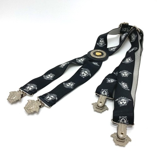 VERSACE Medusa Suspenders trousers hanging fashion accessories belt Black - Picture 9 of 9
