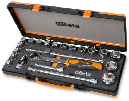 Beta 22 Stck. 1/2 Zoll Antrieb metrisch Steckschlüssel & Zubehör Set im Metallkoffer - 920A/C17M