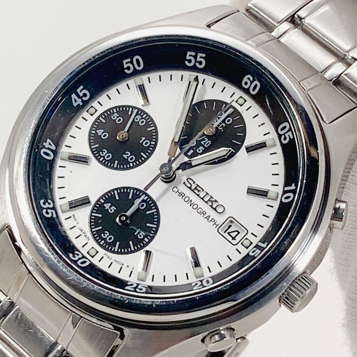 SEIKO Chronograph Panda White dial Men's Quartz Watch 7T92 SEIKO Chronograph Panda White dial Men's Quartz Watch 7T92