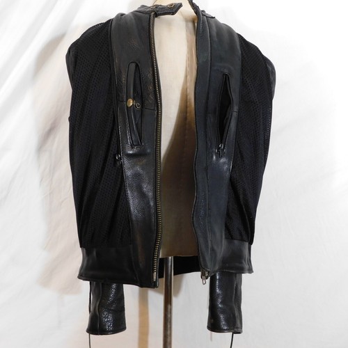 Fox Creek Mens XL 44 Black Leather Motorcycle Jacket Missing Liner Full Zip - Picture 11 of 12