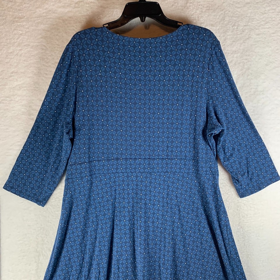 Seasalt Cornwall Womens Fit & Flare Blue Floral Kestrel Midi Dress Size