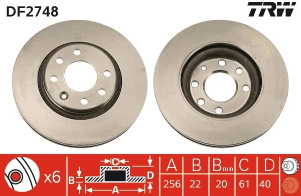 2x BRAKE DISC DF2748 FOR VOLVO B 18 U 1.8L B18E/18KP/18FT/18EP/18FP/18F 1.7L - Image 4 of 4