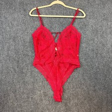 Vintage Victoria  s Secret Red Lace Bodysuit Size S Made in China