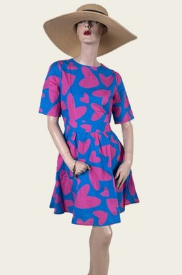 JulyLiebe Sommerkleid Gr. S | NEU mit Etikett | Royalblau Pink Herzprint
