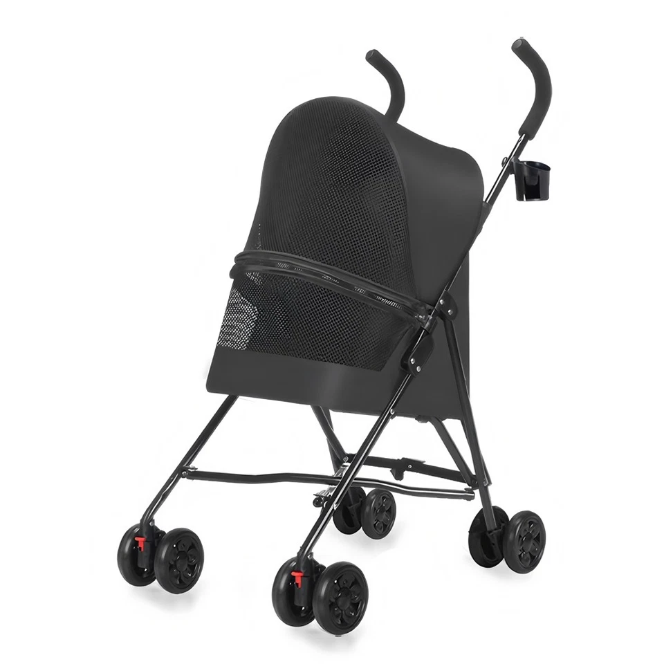 Pet Stroller Small Pets Mesh Ventilation Lightweight Foldable Cup Holder - Image 3 of 4