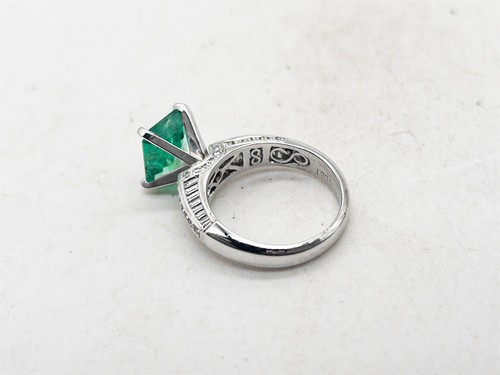 Simon G Sign Signed SIMON G $10,850 3ct Colombian Emerald VS G Diamond Platinum Ring ...