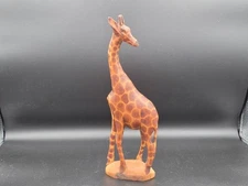 Hand Carved & Painted Wooden Giraffe, 12", Made In Kenya