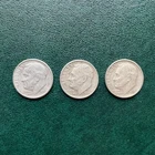 Lot of 3 Roosevelt Dimes - 90% Silver (1957-D, 1958-D, 1959-D)