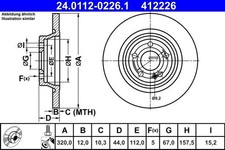 2x ATE Bremsscheibe 24.0112-0226.1 für MERCEDES-BENZ