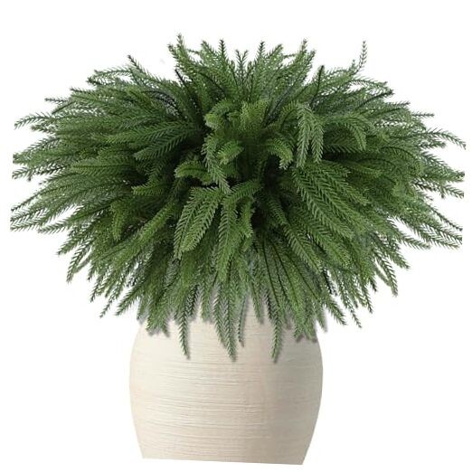  Pack Norfolk Pine Stems - 18" Real Touch Artificial Christmas Greenery 16