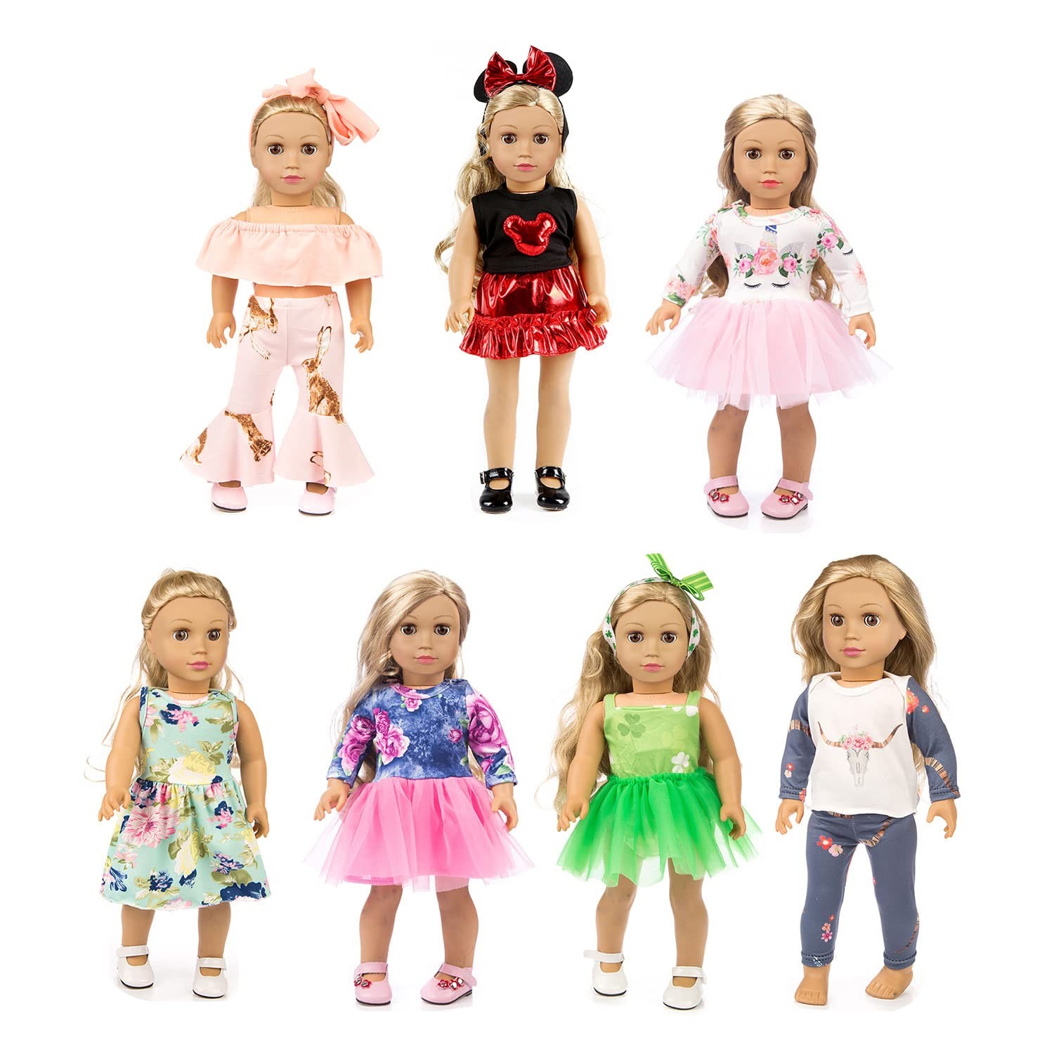 7 Sets 18 inch Doll Clothes Gifts and Accessories FOR AMERICANOUR GENERATION