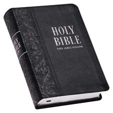 KJV Holy Bible, Compact Large Print Faux Leather Red Letter Edition - Ribbon... 