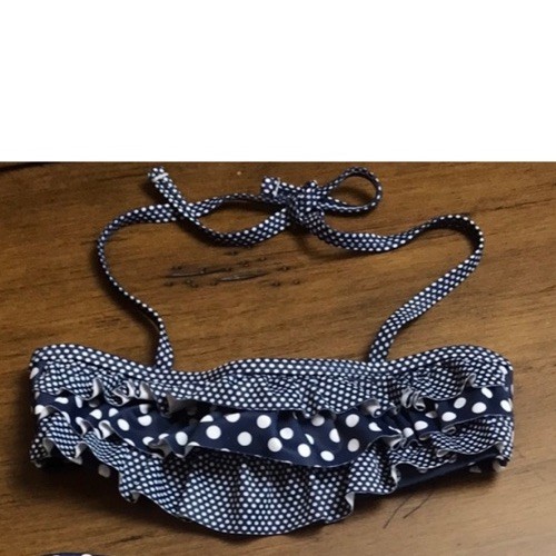 JUSTICE GIRLS SIZE 7 NAVY AND WHITE POLKA DOTS BIKINI TOP