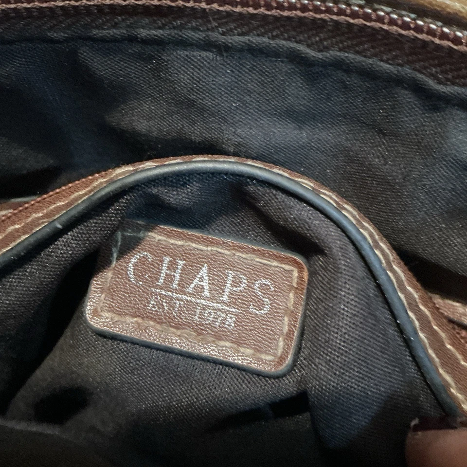 Bolso Bandolera Chaps Negro Marrón Imitación Cuero Bolso de Hombro Detalle de Cadena 9x10 Foto 4 de 4