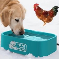 IPOW Pet Heated Water Bowl - 5.5L Extra-Large Rectangular Outdoor Durable Outdoo