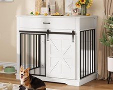 37.8" W Dog Crate 2-in-1 Iron-Wood Dog Cage Furniture for Small Medium Dogs NEW