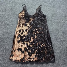 Free People Intimately Sequin Mini Dress Flip Rose Gold Black Lace Small Womens