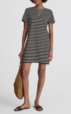 Madewell S SMALL Stripe T Shirt Mini Dress 100% Cotton Navy Blue White Tee NWT