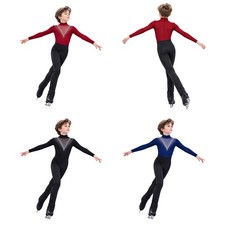 Boys Dance Costume Shiny Bodysuit Figure Skating Jumpsuit Elegant Skating Suit