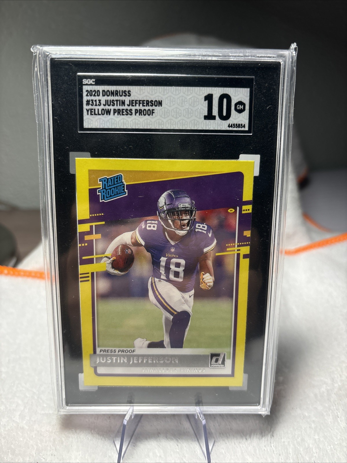 2020 Panini Donruss Rated Rookie Justin Jefferson #313 Press Proof Yellow (RC)